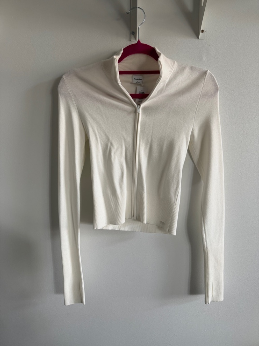 Sunday Best Cream Zip-Up Knit Jacket